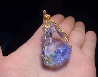 Natural Andara Crystal Necklace,Blue Raw Andara Crystals,Spiritual Charm Necklace,13 Chakras,Atlantis,Healing Crystal Pendant,DNA Upgrade