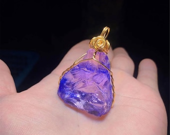 handmade Andara crystal,Blue andara crystal necklace,crystal gift for her