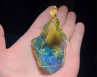 Mermaid Andara Necklace,Natural andara crystal,energy crystal,5D Chakra andara crystal,angel aura crystal,metaphysical crystal gifts for her