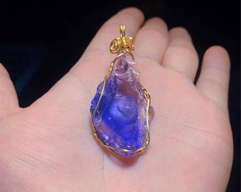 Handmade Blue Andara crystal,Natural andara crystal pendant, andara crystal gift for her