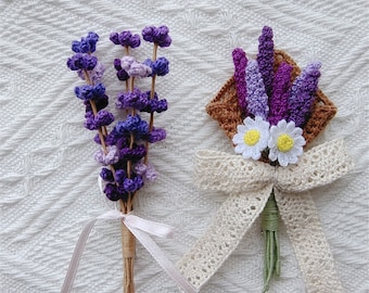 Crochet Lavender flowers Brooch,Handmade Autumn gift,Wedding flower bouquet,orchid planter jewelry,Custom Lavandula,acorn Lavendar Brooches