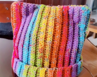 Crochet Hat,crochet cat beanie hats,Handmade Rainbow Hat,Custom Ribbed hat,Winter rib crochet hats,Cat hat,Warm Cute Cat Ears Bonnet Hat