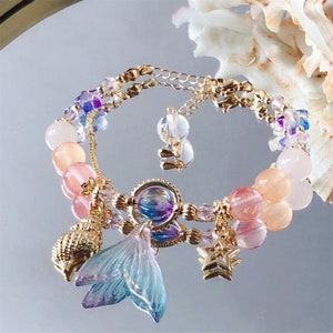 Personalized Sea Bracelet, Inspired Vision Bracelet Charm Anime Bracelet,shell Bracelets Element Jewelry Gift,Healing jewelry,whale bracelet