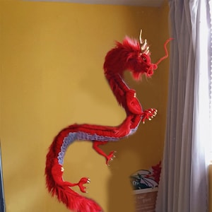 Red Eastern Divine Dragon Plush doll,Festival decor realistic Fantasy Dragon Plushie toy,Dragon Plush Dolls,dragon plush dragon Plush dolly