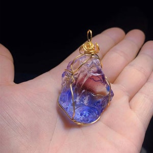 Natural Andara Crystal Necklace,Raw Rainbow Andara Crystals,Spiritual Charm Necklace,13 Chakras,Atlantis,Healing Crystal Pendant,DNA Upgrade