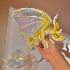 Drago di bambole d&#39;oro, Charm Fantasy Dragon giocattoli bambina, Pterosauro peluche bambole, realistico fantasy creatura peluche bambini, Fata drago peluche dolly