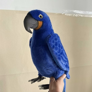 Handmade Realistic Hyacinth Macaw Plush Doll Bedroom Ornament Home decor,Blue Parrot Plush Toy,Blue Macaw Bird Plush Dolls,Custom bird dolls