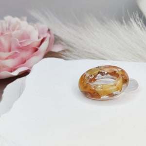 Flower Rings,Handmade Pressed Flower Ring,Resin Floral Jewelry,orange Botanical Rings,personalized Pressed Flower Jewelry,Birth Flower Ring