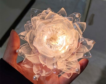 Handmade lanterns,Vintage Lotus Lamp,Personalized Realistic Flower Decor,Custom plastic flower-shaped light,Transparent hanging flower light