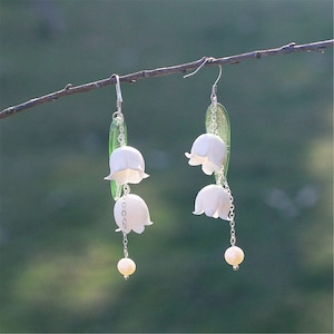 Lily of the valley dangle earrings, flower dangle earrings,Real flower earrings,floral earring,dried flowers earrings,pressed flower jewelry