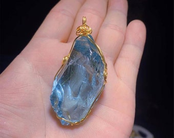 Handmade Andara crystal,blue andara crystal necklace,Rare andara raw stone crystals