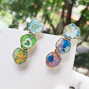 Flower hairpin,Green Flower,Personalized Resin flower hairpin,Real flower hairpin,Blue resin flower hairpin,pressed flower hairpins for her