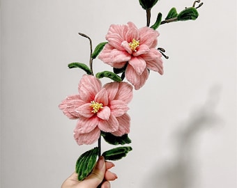 Realistic Camellia pompom bouquet,Handmade Camellias Autumn,Pink Camellia Flower Wedding Eternal flowers home decoration ornaments for mom