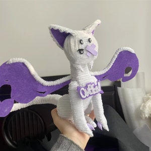 Bambole del drago del cielo, giocattoli del drago fantasy viola, bambola di peluche dello pterosauro, bambole di peluche della creatura fantasy realistica del gatto, dolly farcito del drago della fata