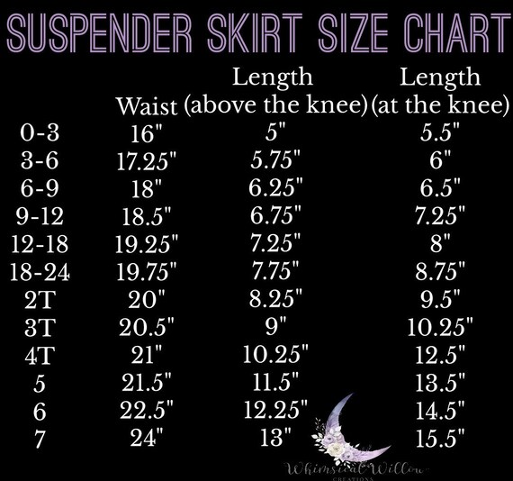 Toddler Skirt Size Chart