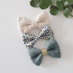 Lot de 3 barrettes nœud Liberty/Barrettes bébé /Barrettes /Nœud /Pince cheveux /Barrettes fille/ Nœud fille trio Floriana