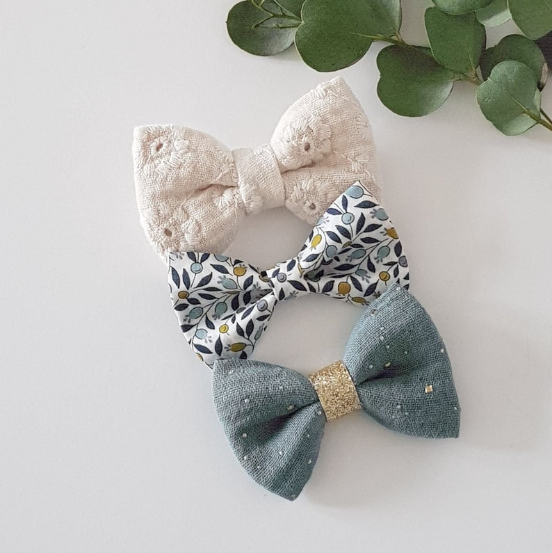 Lot de 3 barrettes nœud Liberty/Barrettes bébé /Barrettes /Nœud /Pince cheveux /Barrettes fille/ Nœud fille trio Floriana