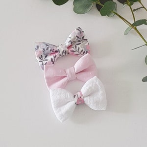 Lot de 3 barrettes nœud Liberty/Barrettes bébé /Barrettes /Nœud /Pince cheveux /Barrettes fille/ Nœud fille Trio Rose