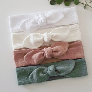 Hair band from birth to adult/14 colors/headband to tie in double satin gauze/headband/adjustable headband/baby headband