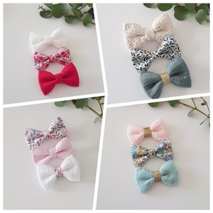 Lot de 3 barrettes nœud Liberty/Barrettes bébé /Barrettes /Nœud /Pince cheveux /Barrettes fille/ Nœud fille image 1