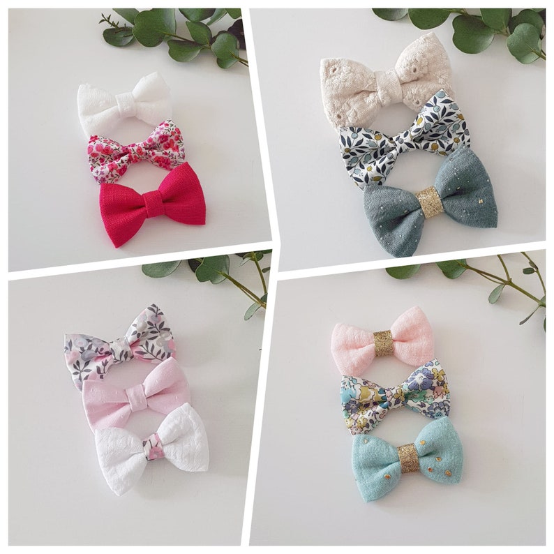 Lot de 3 barrettes nœud Liberty/Barrettes bébé /Barrettes /Nœud /Pince cheveux /Barrettes fille/ Nœud fille image 1