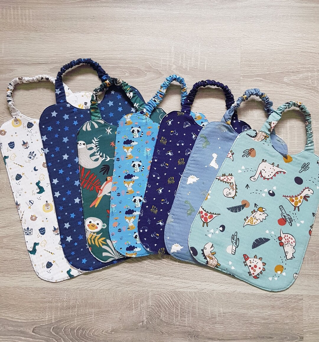 Serviette De Cantine Enfant Personnalisable - Bavoir élastique En Coton Pour Maternelle, 2-5 Ans - 3