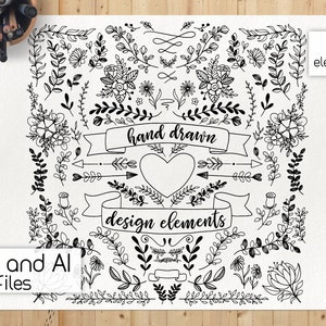 Doodles Hand Drawn Clip Art Commercial Use, Bullet Journal Clipart, Floral  Clipart, Heart Doodle, Valentine's Day Clipart, Planner Icons 