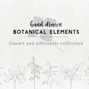 Hand drawn floral elements - doodle branch clip art, botanical illustration, hand drawn leaves, floral leaf, wedding invitation graphics