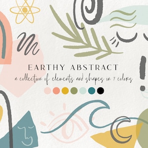 Oltre 100 elementi di design astratto terroso - illustrazioni floreali, clipart geometriche, grafica moderna minimalista di branding, forme, volti astratti