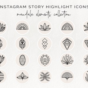 20 Instagram story highlight icons - mandala insta story covers, abstract highlights cover, social media icons, boho highlight icons