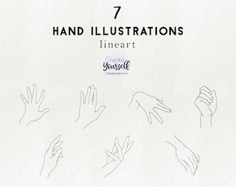 Hand clipart - doodle hands, hand elements, boho abstract clipart, hand lineart, hand illustrations, hand graphics, hand logo elements