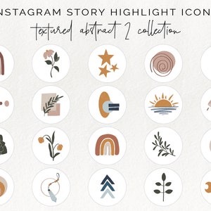 20 Instagram story highlight icons - abstract insta story covers, textured highlights cover, social media icons, hand drawn highlight icon