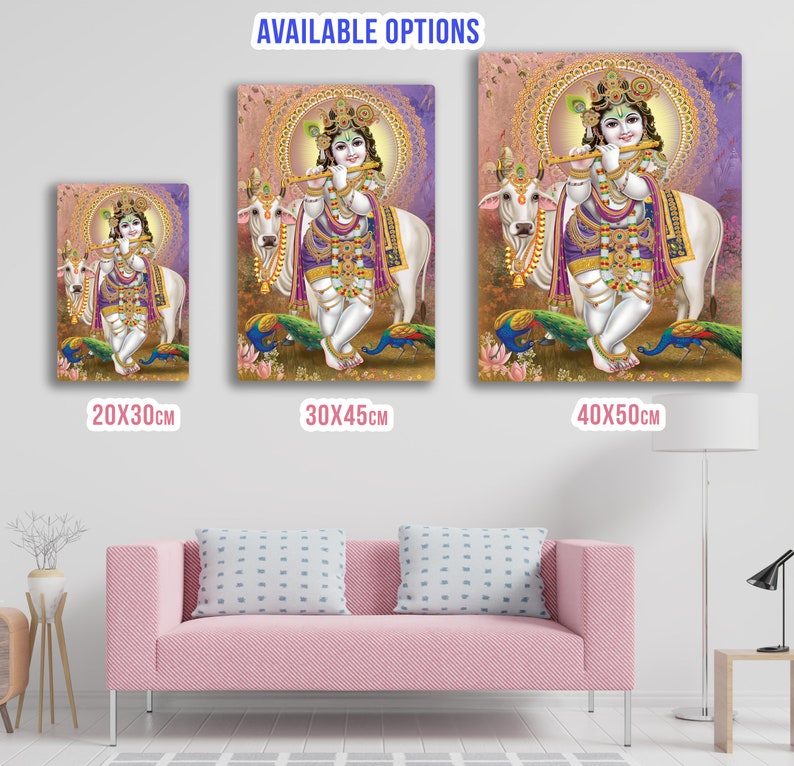 Lord Krishna Wall Art krishna Picture Printed on HD Aluminium Panel