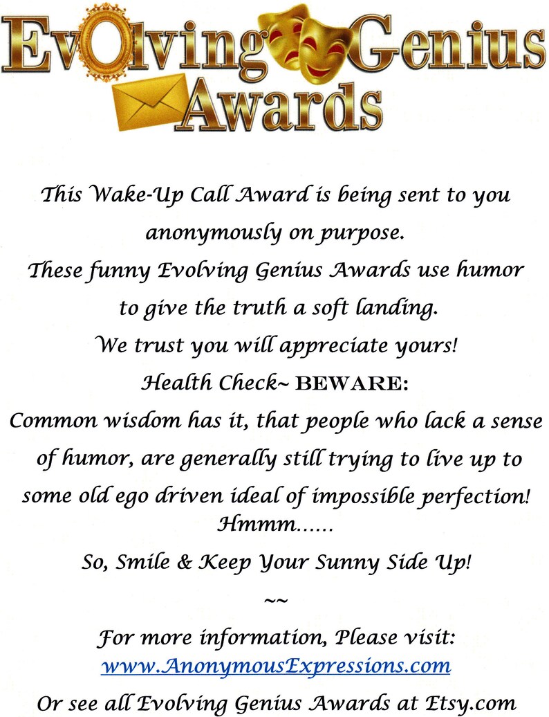 Superior Stupidity Award Gag Gift Award Anonymous Prank Etsy