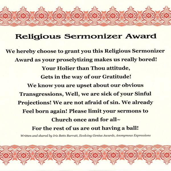 Funny Church Award Etsy