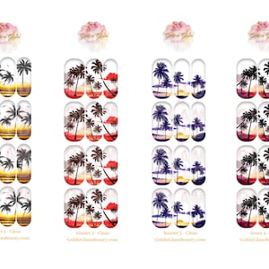 Sunset Clear | Palm Tree Nail Decals | Waterslide Decals