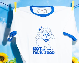Vegan shirt, Vegan Tshirt, Ringer tee, Sheep, Vegan gifts, Illustrated shirt, Not your food, Anniegoesblue, Cotton, Screenprinted, Blue