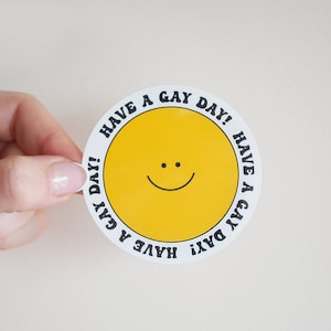 Happy face sticker,  Queer Sticker, Vinyl sticker, LGTB, LGBTIQ sticker, Illustrated sticker, anniegoesblue