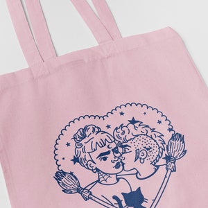 LGBT tote bag, Cotton tote bag, Shopping bag, Zero Waste, Screenprinted,Lesbian, Witches, LGTBI gifts, anniegoesblue, Gift, Valentines Day image 2