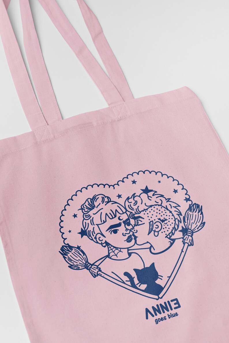 LGBT tote bag, Cotton tote bag, Shopping bag, Zero Waste, Screenprinted,Lesbian, Witches, LGTBI gifts, anniegoesblue, Gift, Valentines Day image 2