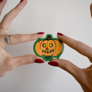 Vegan sticker, Vinyl sticker, Pumpkin sticker, Halloween, Vegan gifts, Illustrated sticker