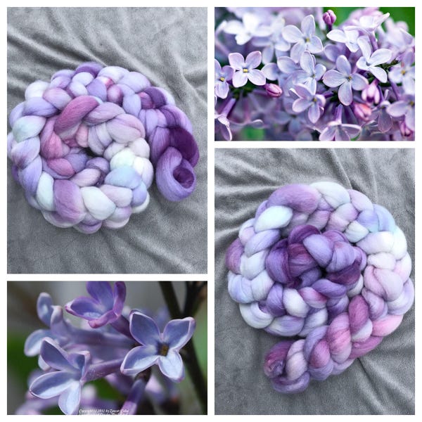 Lilacs in Bloom - Hand-dyed Falkland combed top, 4 ounces