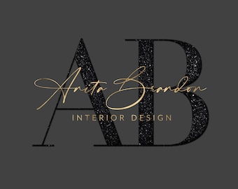 Black and Gold Logo, Signature Logo, Beauty Logo, Interior Design Logo, Initial Logo, Nails, Hair Stylist, Lashes, Makeup Artist, Salon Logo