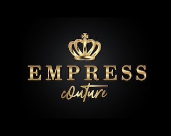 Gold logo, Crown logo, Metallic logo, Empress queen princess logo , Beauty logo, Boutique logo, Cosmetics, Feminine, Fashion, Black and gold