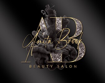 Black and Gold Logo, Beauty Logo, Signature Logo, Initial Logo, Watercolor,  Smoke, Interior Design Logo, Nails, Hair, Lashes, Makeup, Salon