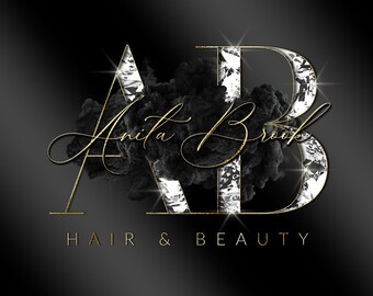 Beauty Logo, Black and Gold Logo, Diamond Logo, Signature Logo, Initial Logo, Watercolor Logo, Smoke Logo, Jewelry Logo, Glam Glitter Logo