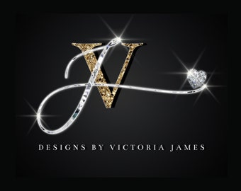 Initial logo design, Black and gold logo, Diamond logo, Gold glitter logo, Beauty logo, Boutique logo, Makeup artist logo, Fashion logo