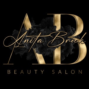 Black and Gold Logo, Signature Logo, Initial Logo, Watercolor Logo, Smoke, Beauty Logo, Nails, Hair Stylist, Lash, Makeup, Interior Design