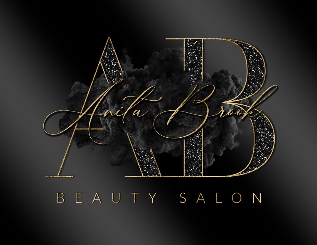 Black and Gold Logo, Beauty Logo, Signature Logo, Initial Logo, Glitter ...