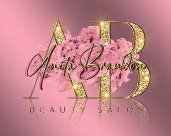 Pink Logo, Beauty Logo, Gold Glitter Logo, Premade Logo Design, Jewellery Logo, Smoke Logo, Makeup, Hair Stylist, Boutique, Salon, Initial